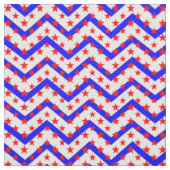 Tissu Étoiles rouges sur Zigzag bleu blanc (Échantillon)