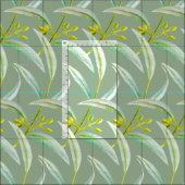 Tissu Eucalyptus feuille aquarelle art (Carreau)