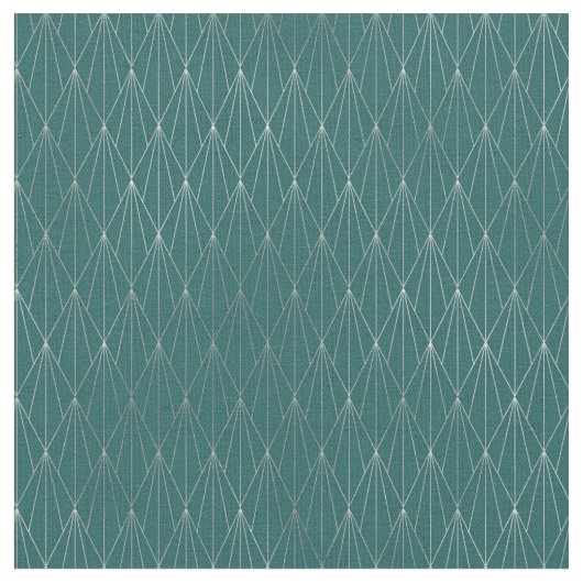 Tissu Éventail diamant argent sarcelle Art déco (Fermer)