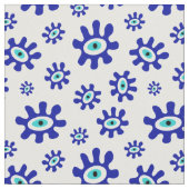 Tissu Evil Eye bleu et blanc Motif Abstrait (Fermer)