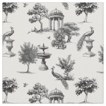 Exotic garden peacock birds Toile de jouy