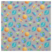 Tissu Explorateurs spatiaux sur Grey (Échantillon)