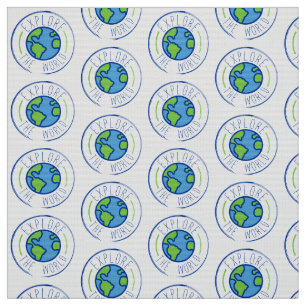 Tissu explorer le monde autocollant voyage