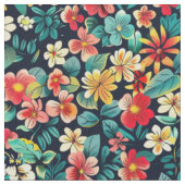 Tissu Explosion de flamme tropicale vibrante à minuit (Fermer)