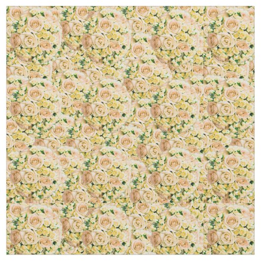 Tissu Explosion de fleurs de bouquet de rose jaune (Fermer)