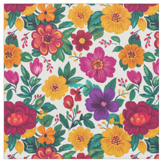 Tissu Extravagance florale de la Fiesta blanche