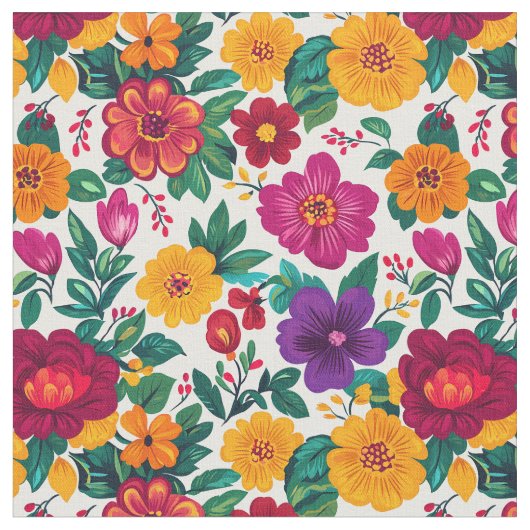 Tissu Extravagance florale de la Fiesta blanche (Fermer)