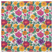 Tissu Extravagance florale de la Fiesta blanche (Échantillon)