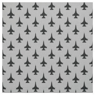 Tissu F-16 Viper Fighter Jet noir sur gris