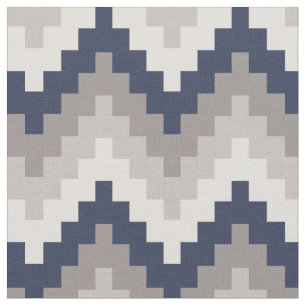Tissu Fabric Chevron Géométrique Pattern Bleu et Gray