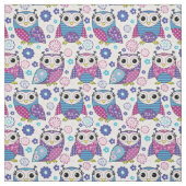 Tissu Fabric de chouettes funky rétro (Échantillon)