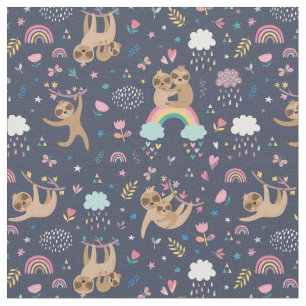 Tissu Fabric de Motif Sloth