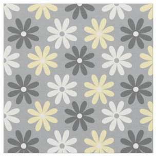Tissu Fabric Floral Group Pattern Jaune et Gris