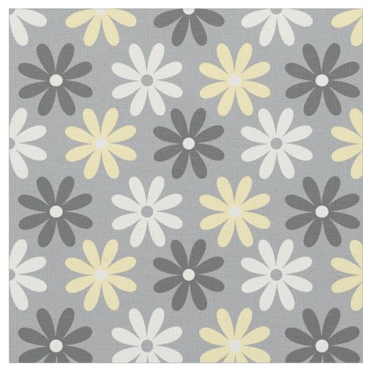 Tissu Fabric Floral Group Pattern Jaune et Gris (Fermer)