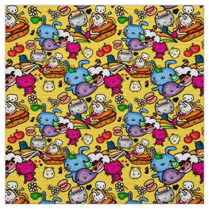 Tissu Faire soi-même vêtements Kawaii avec mignon Doodle