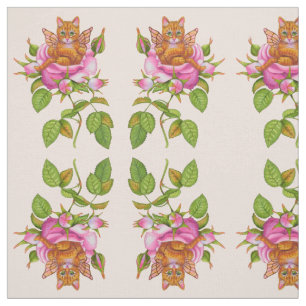 Tissu Fairy Kitten Repose en Rose
