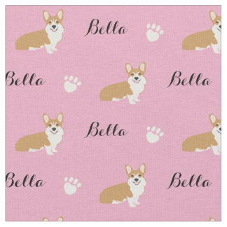 Tissu fait sur commande de corgi de nom de chien