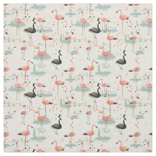 Tissu Fancy Feathes : Flamant rose Whimsy (Échantillon)