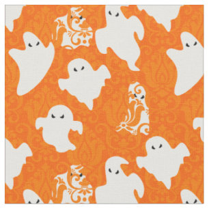 Tissu fantôme damas orange halloween paranormal