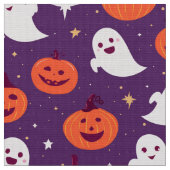 Tissu Fantômes et citrouilles sur violet (Fermer)