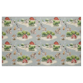 Tissu Farm Land Blue Seamless Pattern (Fat Quarter)