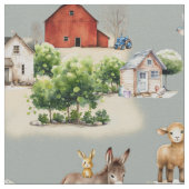 Tissu Farm Land Blue Seamless Pattern (Détail)