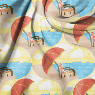 Tissu Fauteuils de plage côtière illustrés de motif