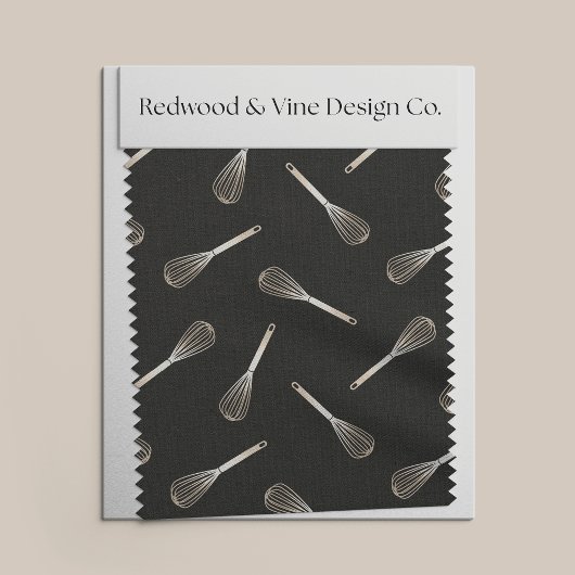 Tissu Faux Gold & Black Kitchen Motif Whisk