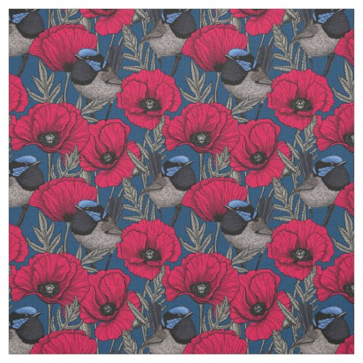 Tissu Fée et pavots (Échantillon)