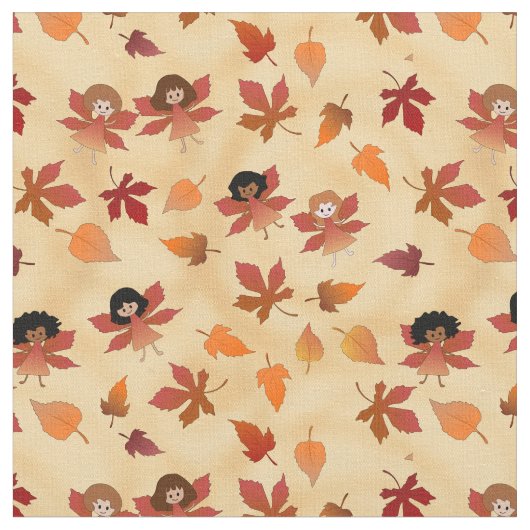 Tissu Fées et Feuilles d'automne (Fermer)