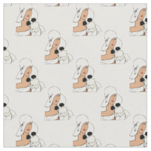 Tissu Femme Art Déco Vintage avec Fleurs Portant un Chap