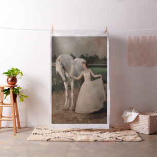 Tissu Femme Avec Cheval Blanc - Lg Imprimer
