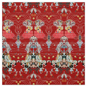 Tissu FEMME, CENTAUR FLORAL Royal Rouge Blanc Klimt Moti