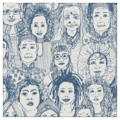 Tissu femmes du monde bleu (Fermer)