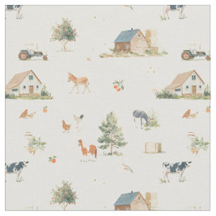 Tissu Ferme d'élevage - Âne à la ferme 