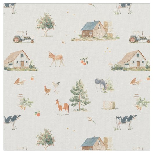 Tissu Ferme d'élevage - Âne à la ferme  (Fermer)