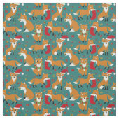 Tissu Festif Renards Motifs Noël Thème (Échantillon)