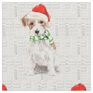 Tissu Festive Holiday Jack Russell Terrier Noël
