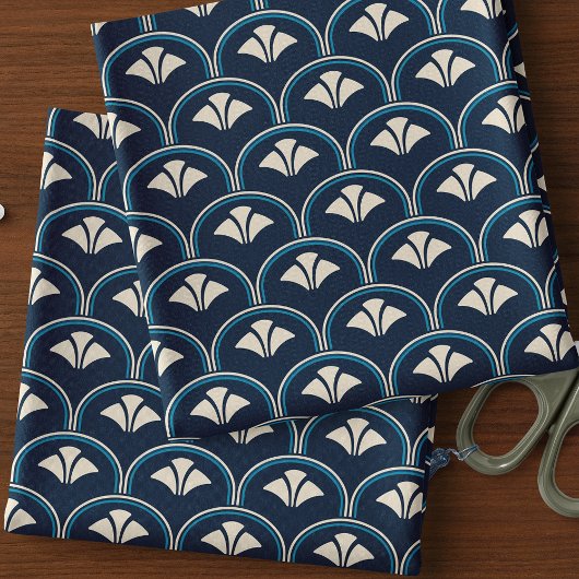 Tissu Feston de bleu marine d'art déco
