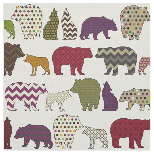 Tissu fête de l'ours wolf geo (Échantillon)