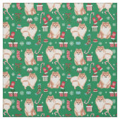 Tissu fête de Noël des chiens de poméranie (Échantillon)