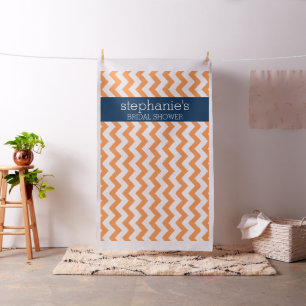 Tissu Fête des mariées bleue et orange de la Marine fond