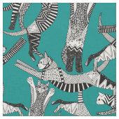 Tissu fête du chat turquoise (Fermer)