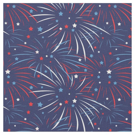 Tissu Feu d'artifice bleu rouge (Fermer)