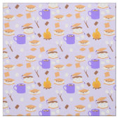 Tissu feu de camp marshmallow chocolat smoré violet (Échantillon)