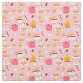 Tissu feu de camp marshmallow chocolat smores rose (Échantillon)