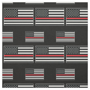 Tissu Feu de pompier mince Red Line American Flag