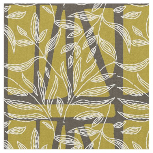 Tissu feuillage tropical Formes géométriques vert citron (Fermer)