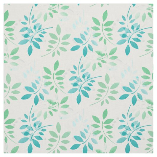 Tissu Feuille bleu vert (Échantillon)