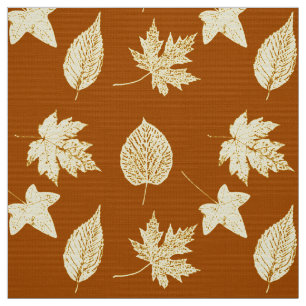 Tissu Feuille d'automne - brun et crème de rouille